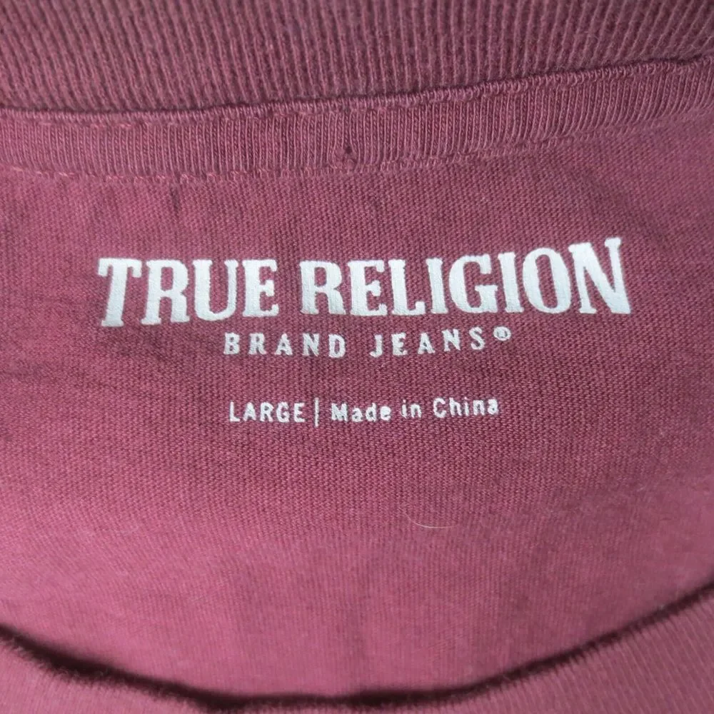 True Religion T Shirt Mens Large Long Sleeve Colorblock Logo Tee‎ Crew Neck